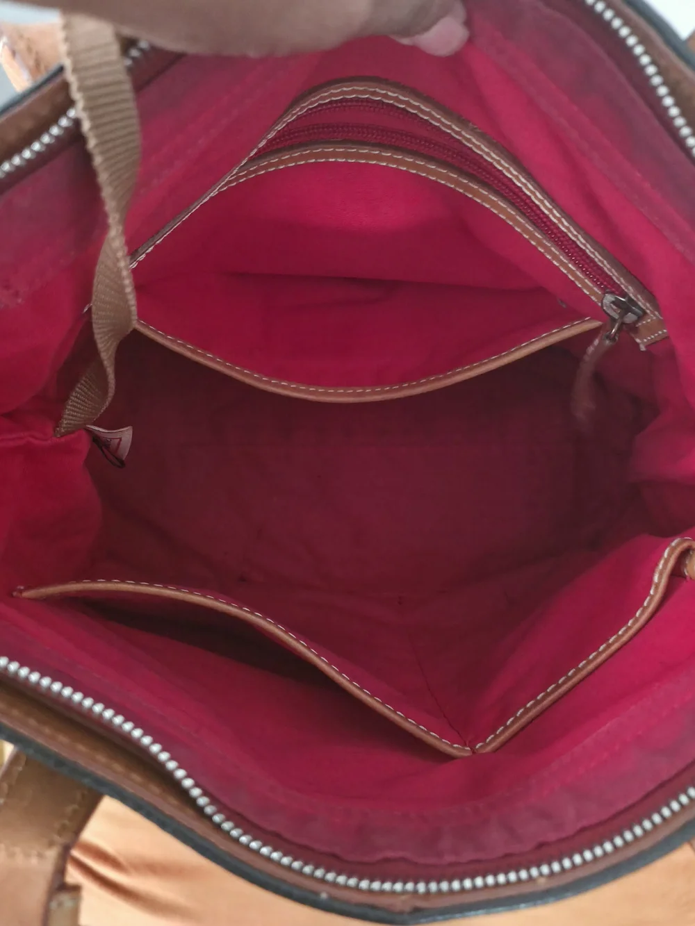 Dooney & Bourke Black Pebbled Leather Tote with Brown Straps